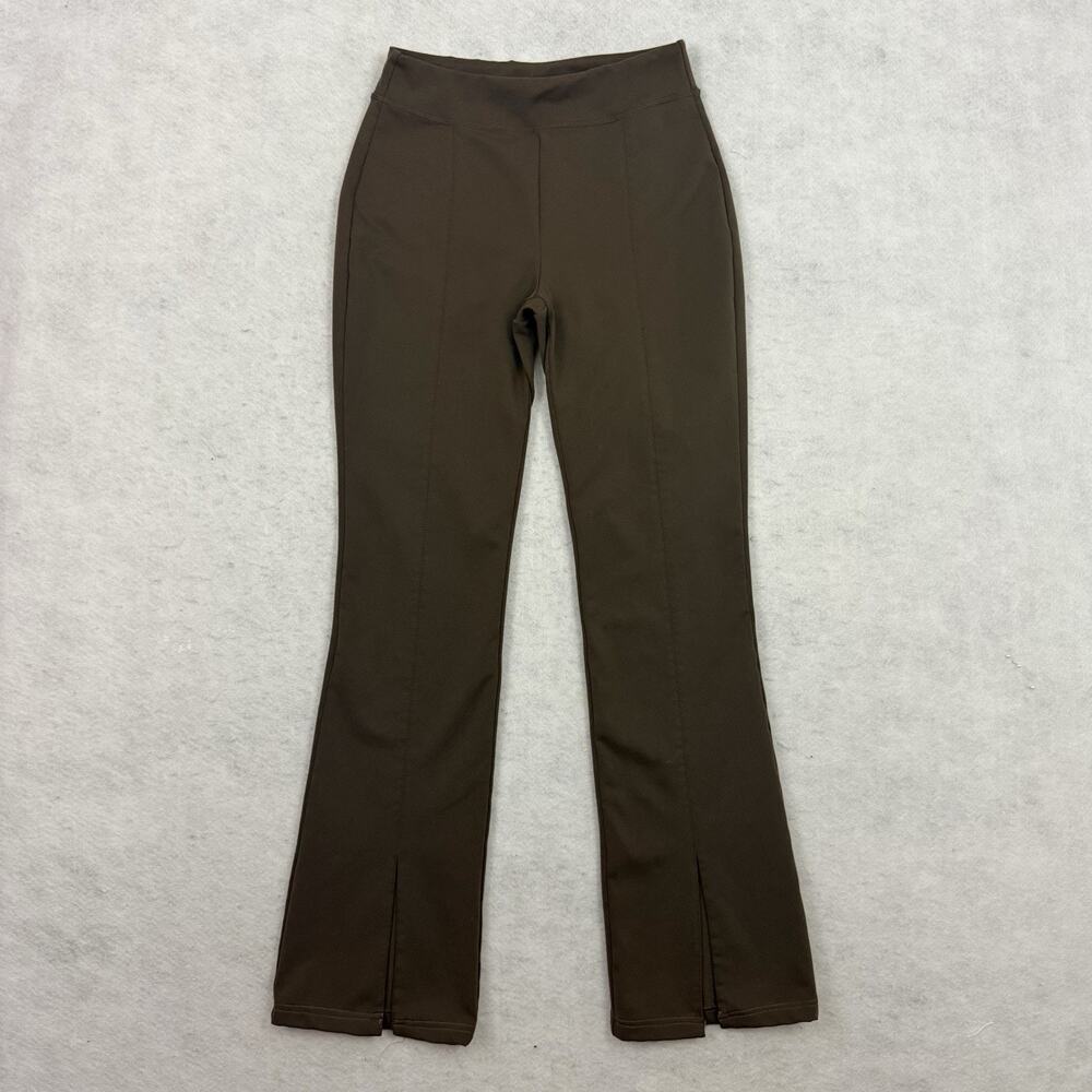 Alo Yoga Airbrush Brown High Waist Flutter Split Hem Leggings Trousers Pants XS